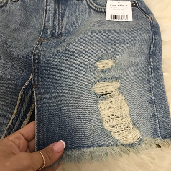 Free People Relaxed & Distressed Denim Skirt - Picture 6 of 7